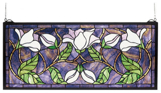 25W X 11H Magnolia Stained Glass Window