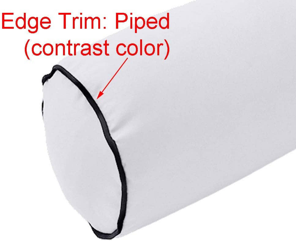 |COVER ONLY| Outdoor Contrast Piped Trim Large 26x6 Bolster Pillow Cover AD003