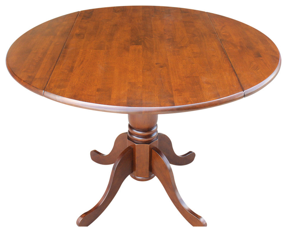42" Round Dual Drop Leaf Pedestal Table, Espresso