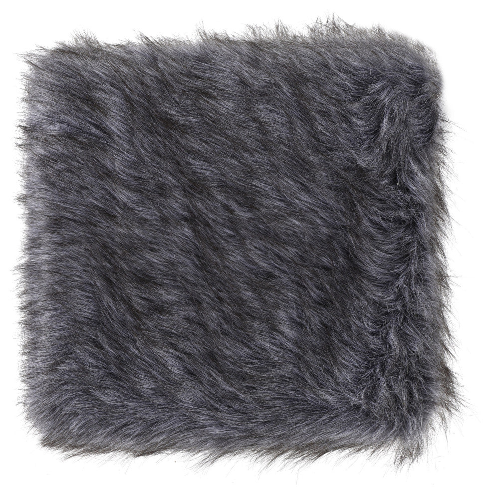 GDF Studio Hussey Mid-Century Gray Faux Fur Ottoman, Qty of 2