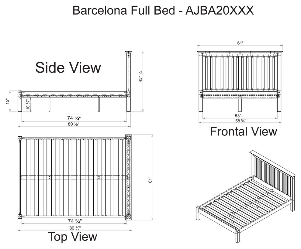 Barcelona Full Bed With Storage Drawers, Chestnut