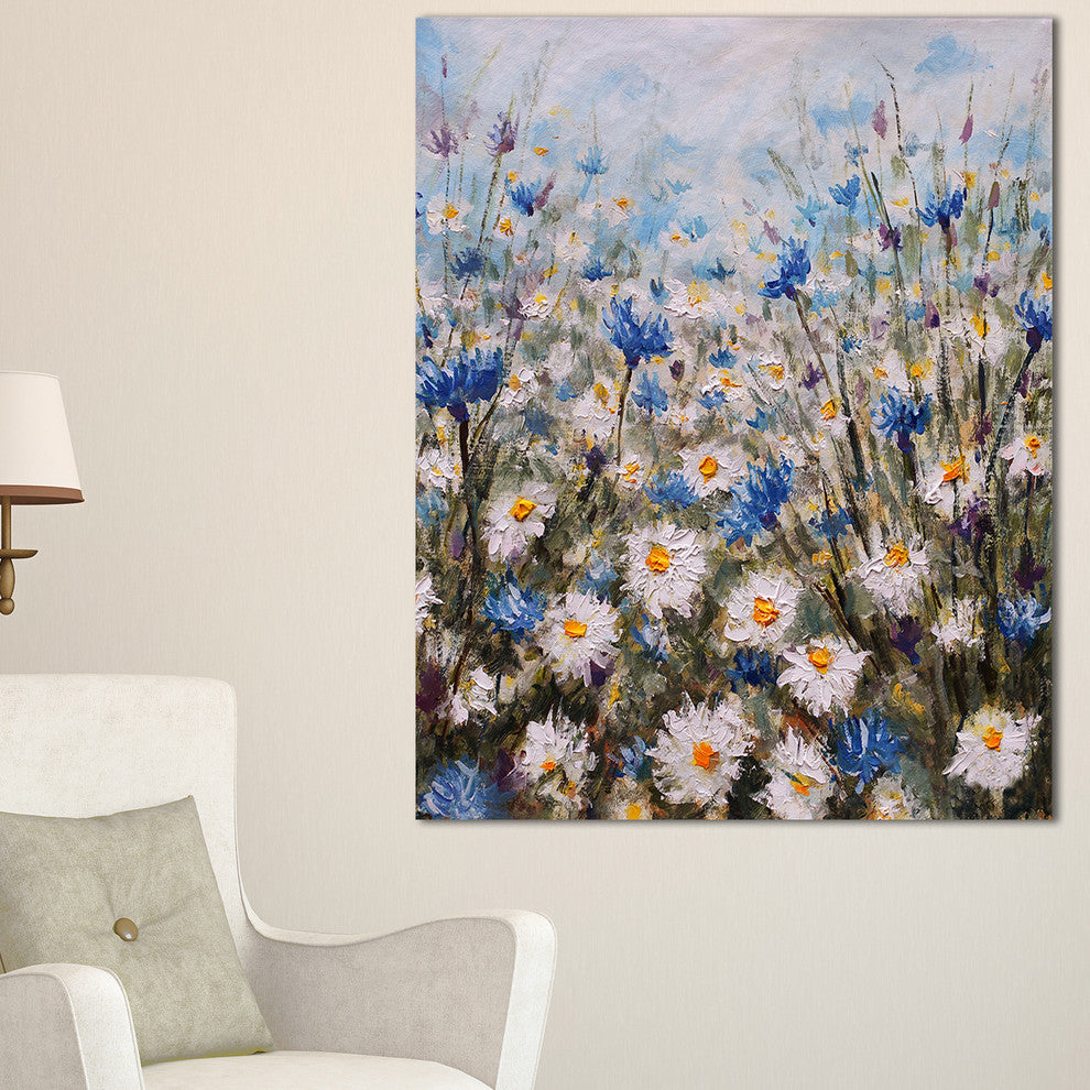 "Glade of Cornflowers and Daisies" Canvas Print, 30"x40"