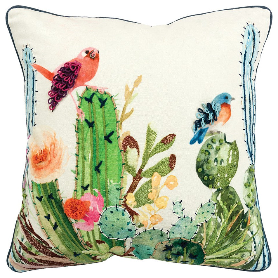 White Green Botanical Garden Throw Pillow