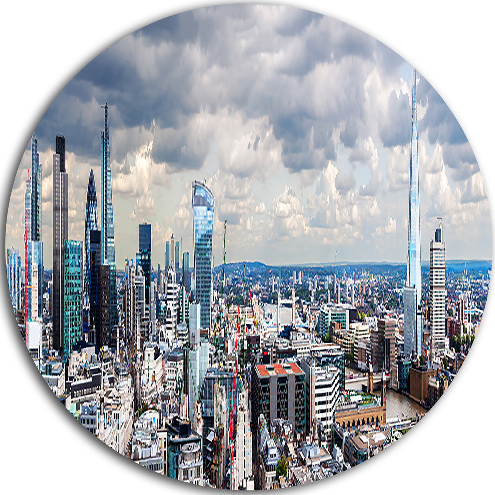 City Of London Cityscape, Photo Round Metal Wall Art, 11"