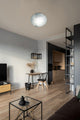 1x60W Ceiling Light, Chrome & Satin Finish & Clear & White Paint Design