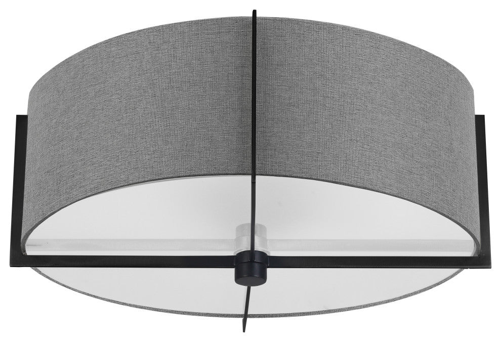 Gray Contemporary Semi-Flush Mount With Matte Black Metal