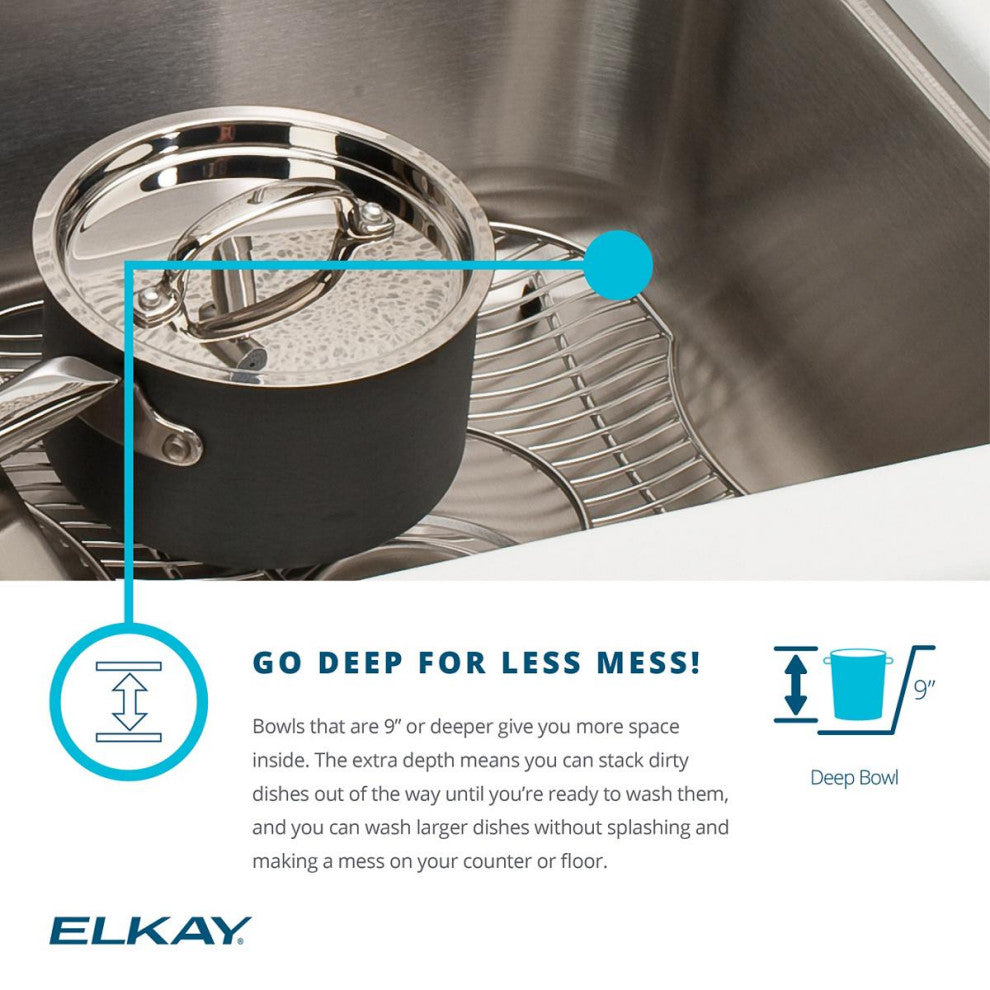Elkay 15" Bowl Dual Mount 18 Gauge Bar/Prep Kitchen Sink, ECTSR15159TBG3