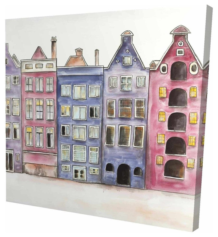 Old Historic Houses Amsterdam, Fine Art Gallery Wrapped Canvas, 24"x24"
