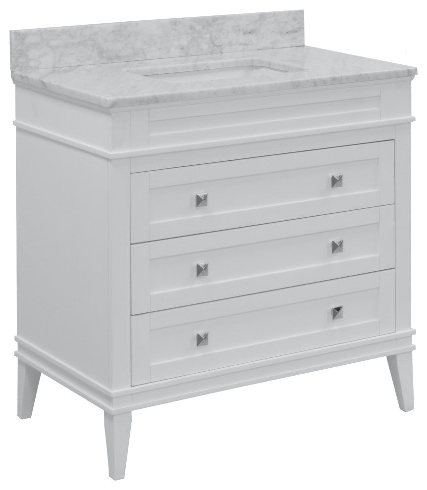 Eleanor 30" Bathroom Vanity, White, Carrara Marble Top