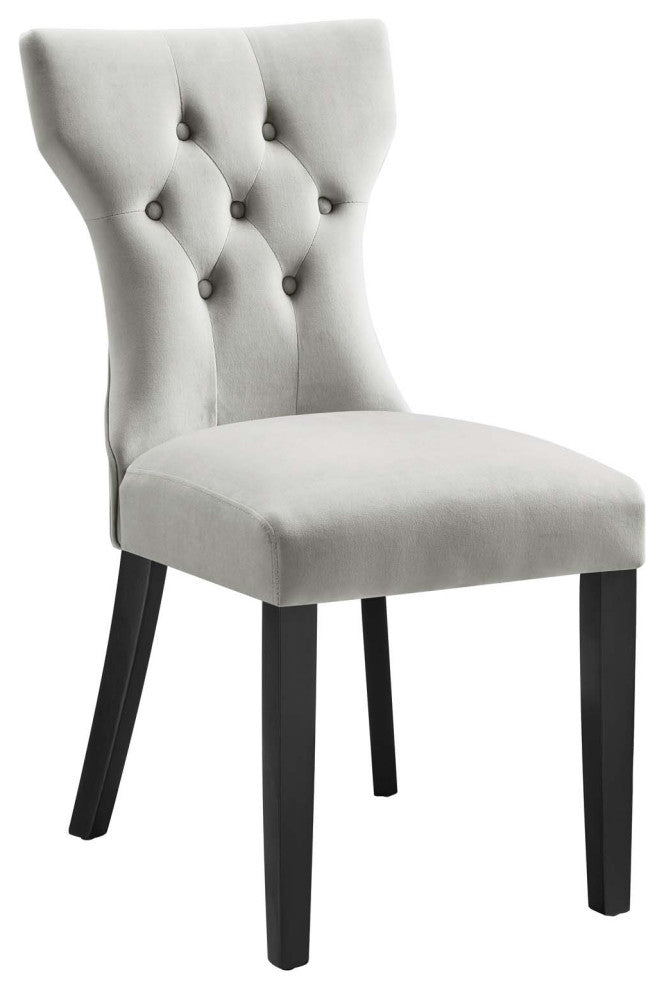 Silhouette Performance Velvet Dining Chairs, Set of 2, Light Gray