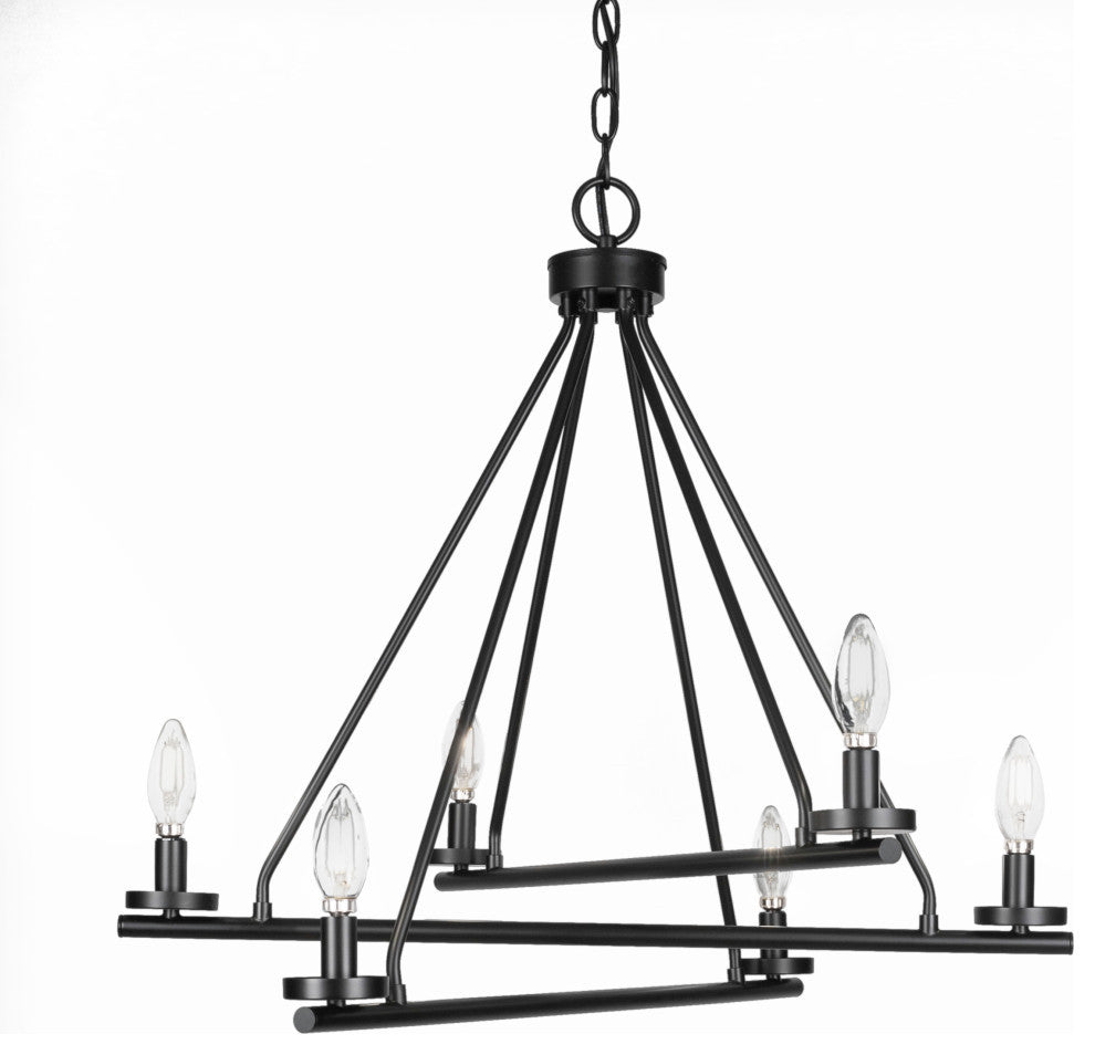 Trinity 6 Light Chandelier Shown, Matte Black Finish