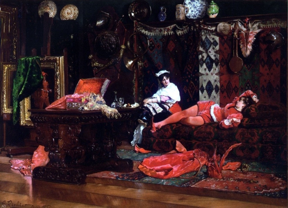 Edouard Wilhelm Richter Models in Repose, 18"x27" Gallery Wrapped Canvas