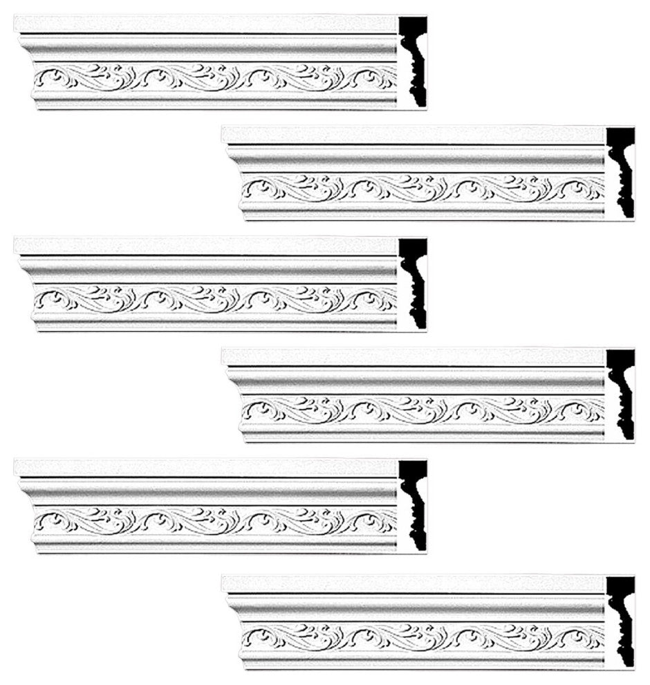 Crown Molding White Urethane Savanah Design 6 Pieces Totaling 564" Length