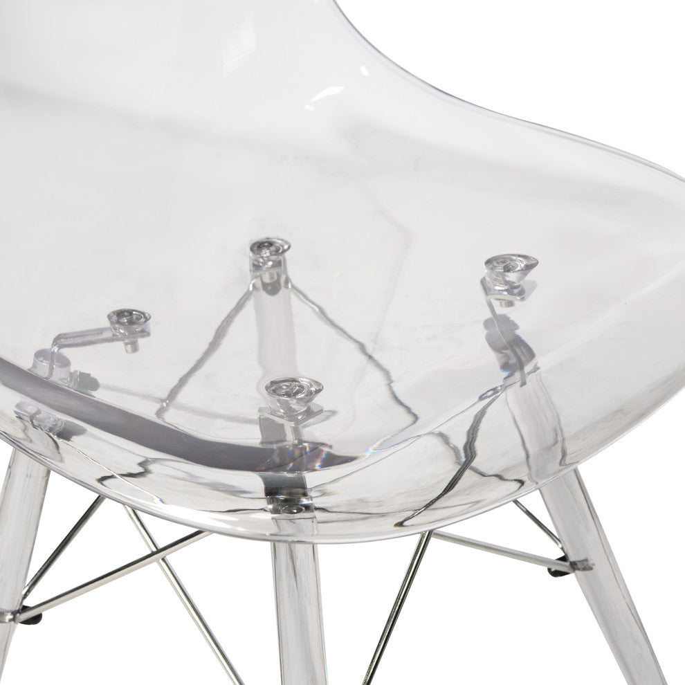 Dover Molded Dining Side Chair, Acrylic Base, Set of 2, Clear