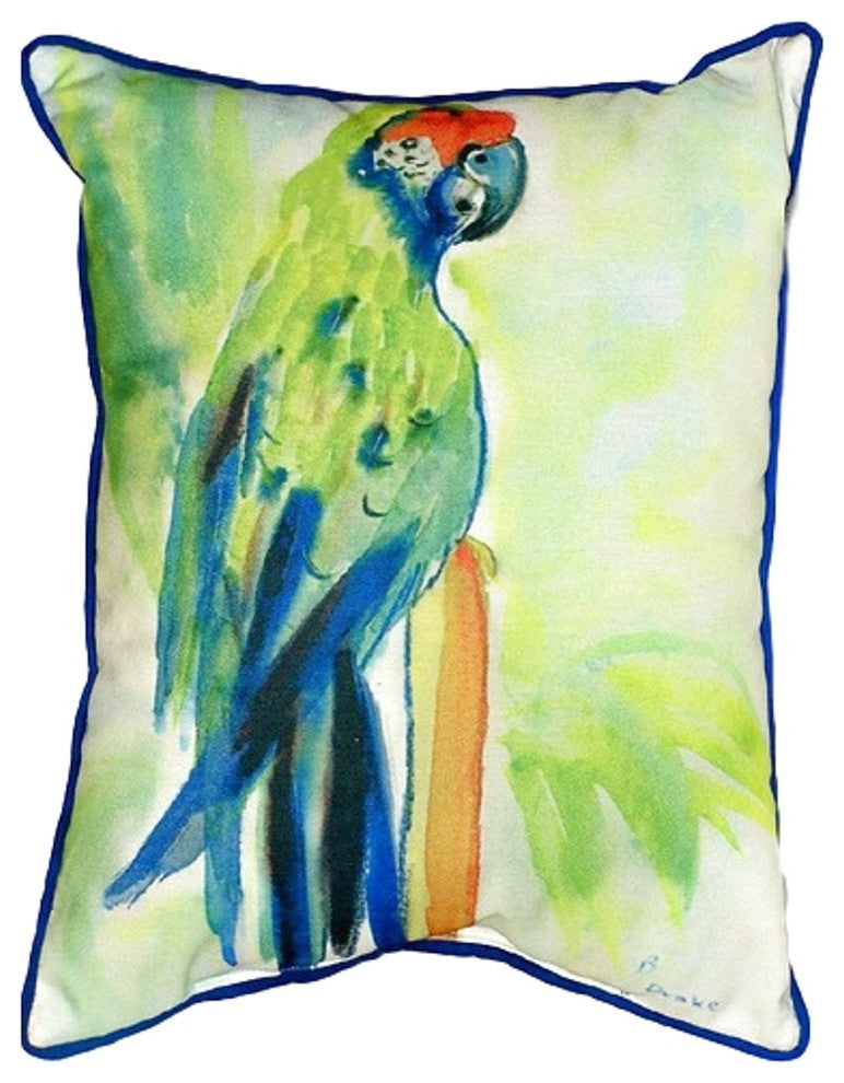 Green Parrot Extra Large Zippered Pillow 20x24