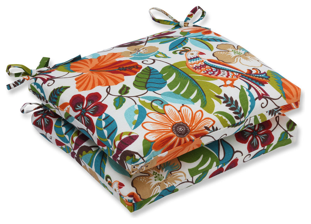 Lensing Jungle Squared Corners Seat Cushion, Set of 2, Off-White