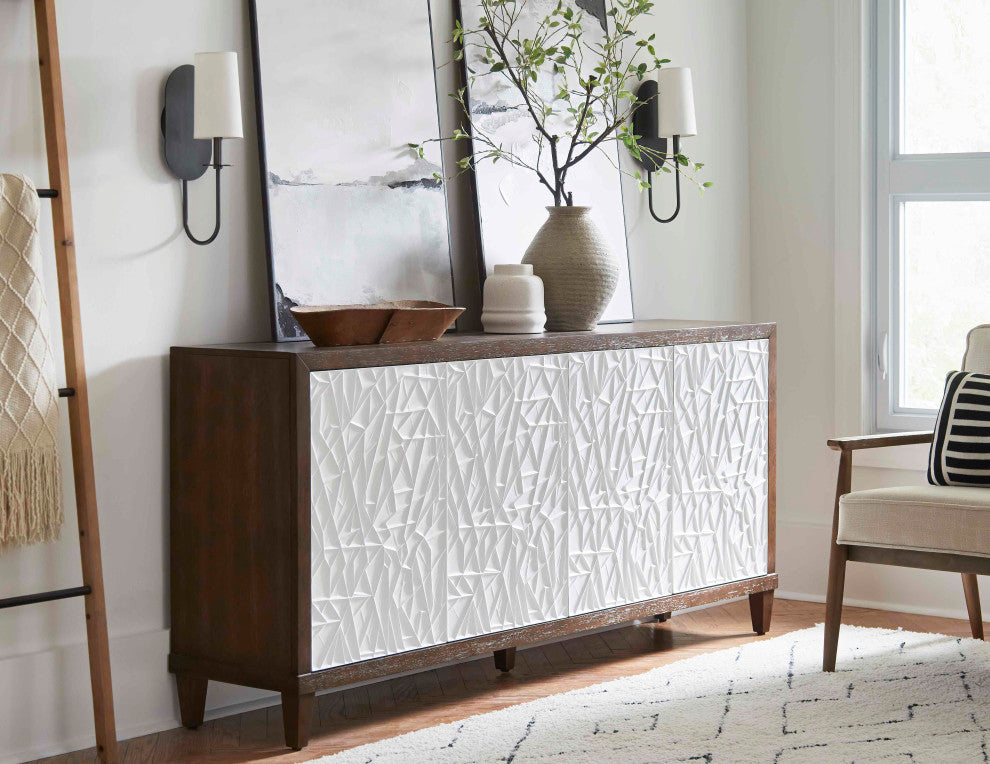 Modern Wood 70" Console With With doors, TV Stand, Fully Assembled, Brown