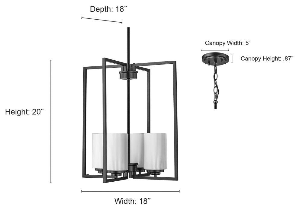 4 Light 18 in. Matte Black Pendant