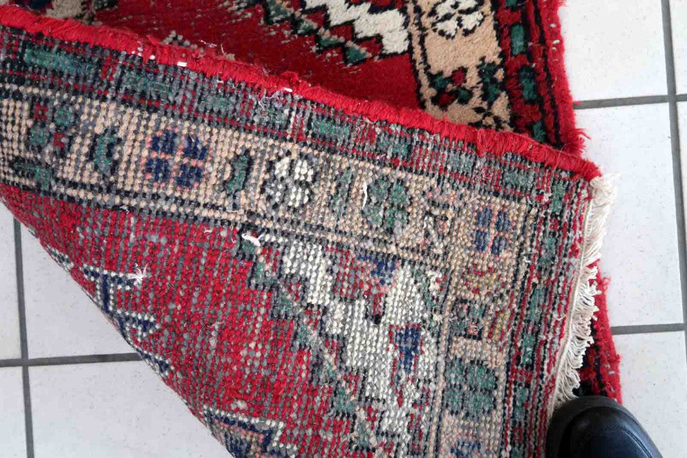 Handmade Vintage Persian Hamadan Rug 2.1'x2.9', 65cmx89cm 1970s
