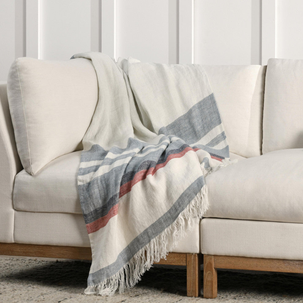Talara 100% Belgian Linen 50"x70" Throw Blanket Blanket by Kosas Home