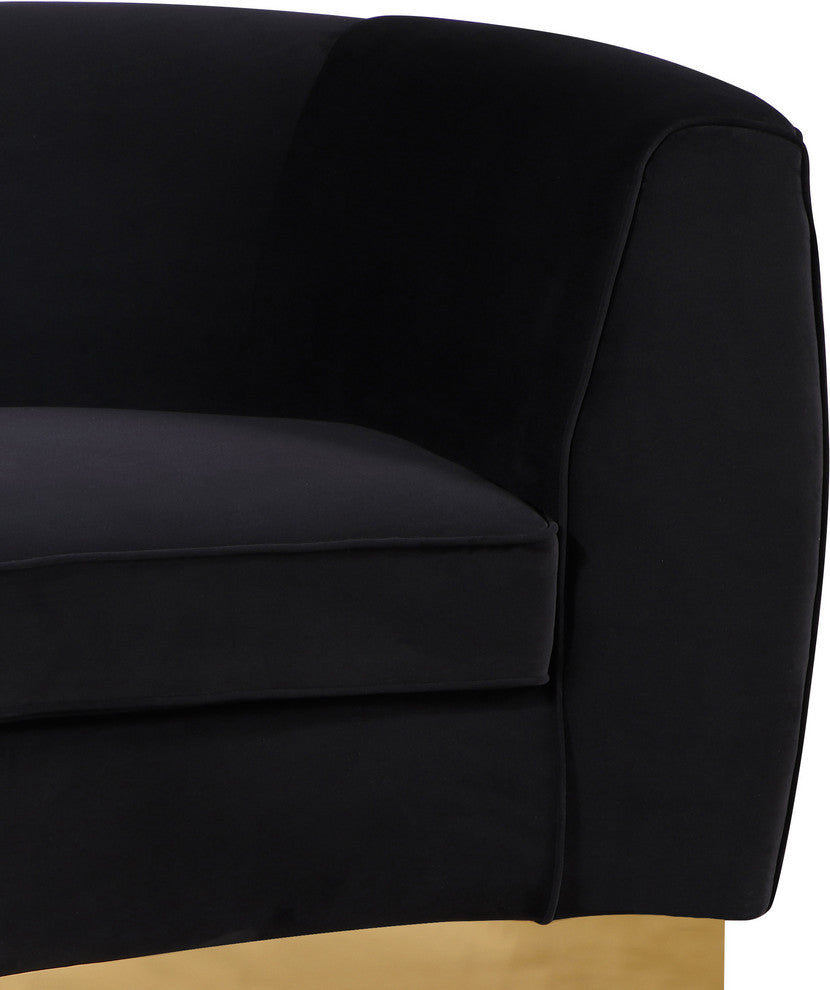 Julian Velvet Upholstered Loveseat, Black, Gold Base