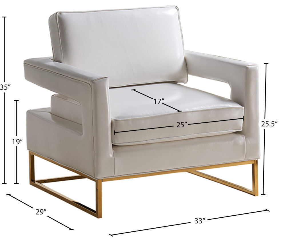 Amelia Faux Leather Accent Chair, White