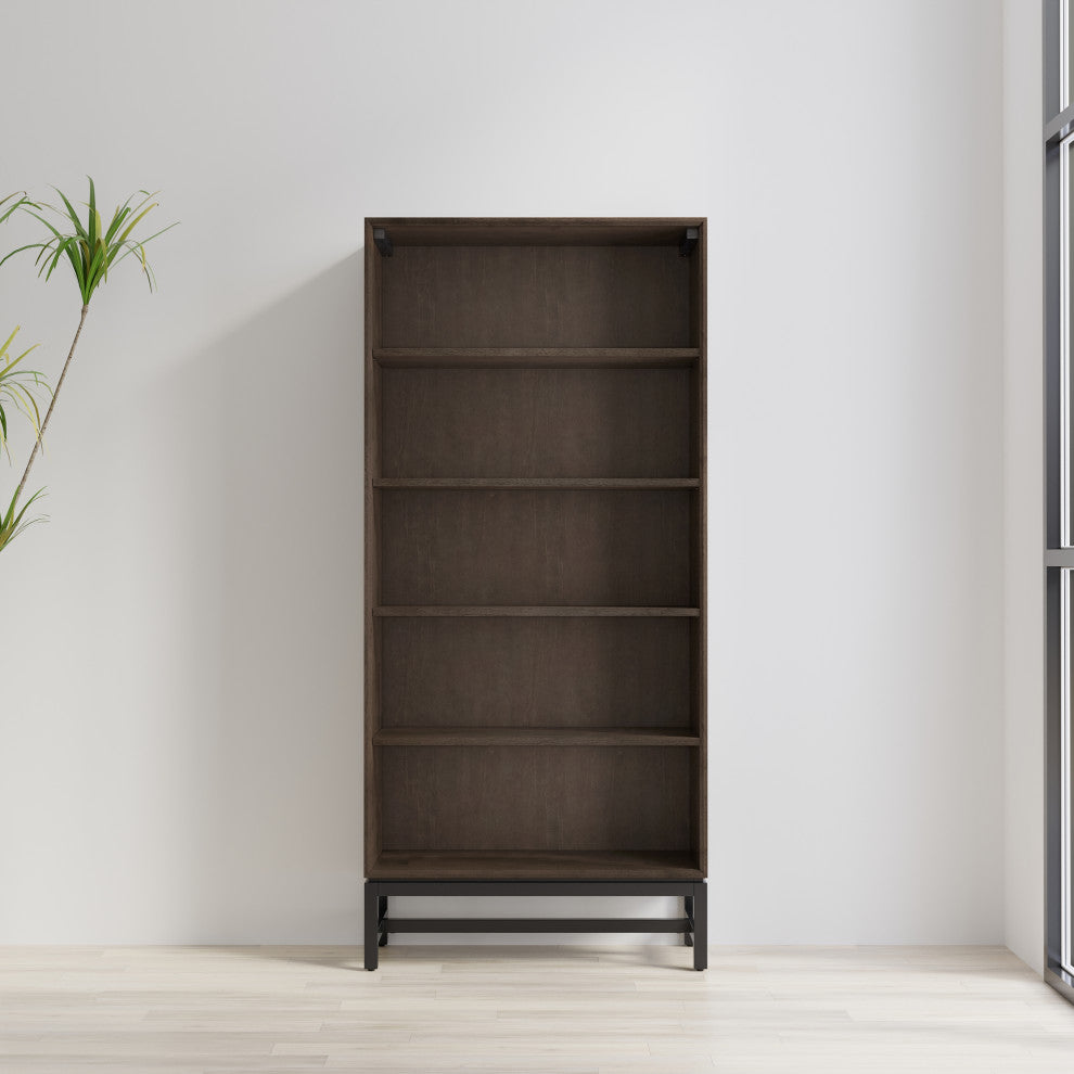 Banting SOLID HARDWOOD Mid Century Open Shelf Bookcase in Walnut Brown