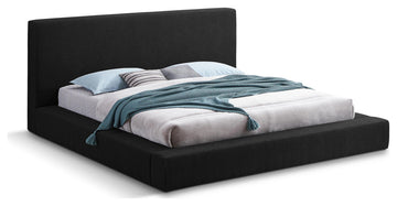 Terra Boucle Fabric Upholstered Bed, Black, Full