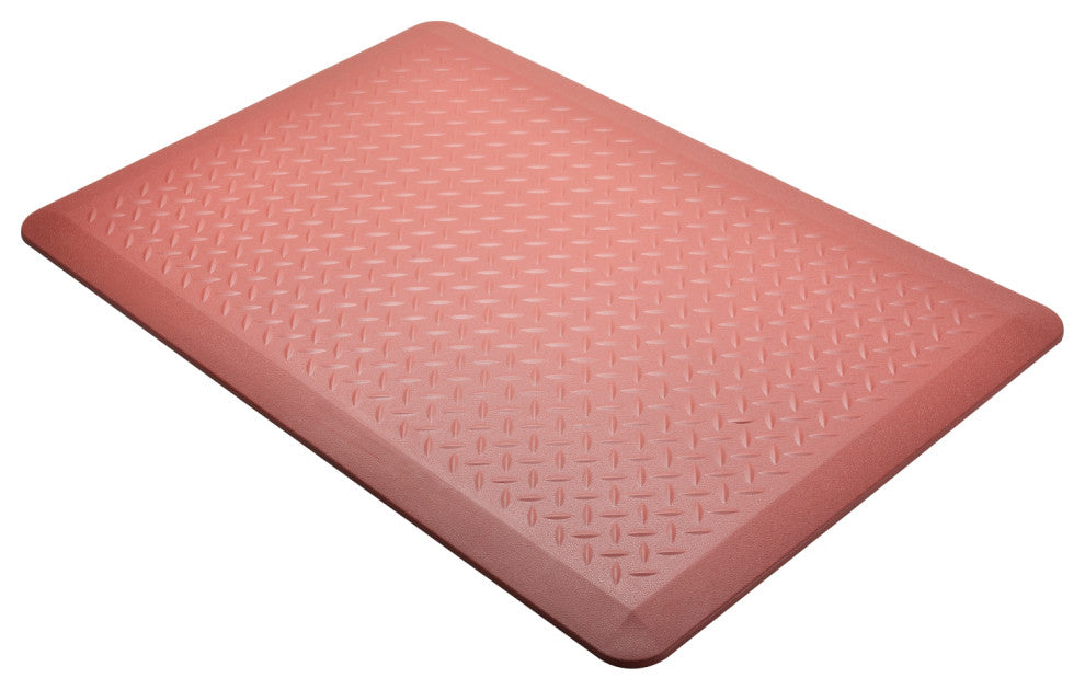 Anti-Fatigue Floor Mat, Tread Plate Pattern 24"x36"x2/3", Marsala, Set of 2