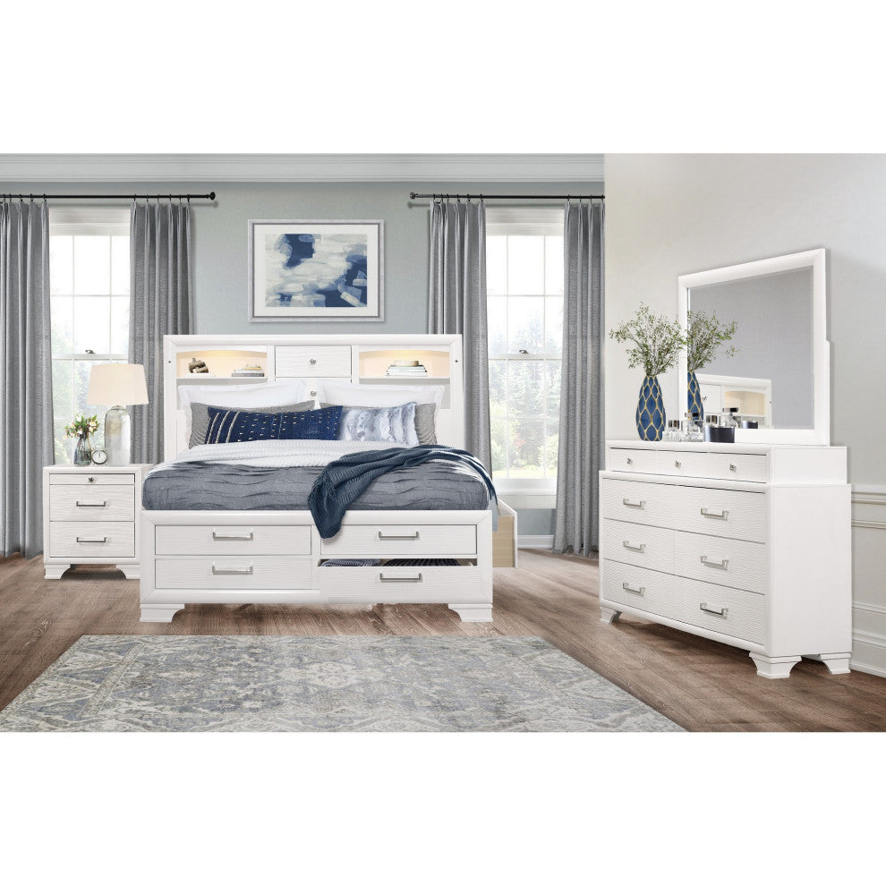 HomeRoots White Dresser With 9 Drawers