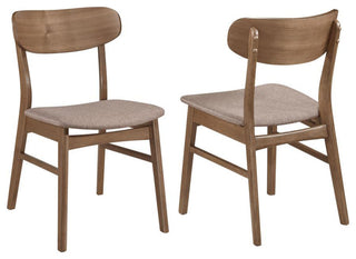 Set of 2 Upholstered Dining Side Chair With Tapered Legs, Brown