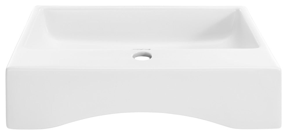 Claire 20" Rectangle Ceramic Vessel Sink, Matte White