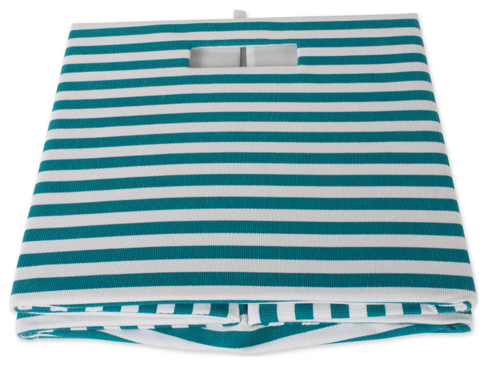 DII Polyester Cube Pinstripe Teal Square