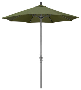 7.5' Grey Collar Tilt Lift Fiberglass Rib Aluminum Umbrella, Olefin, Terrace Fern