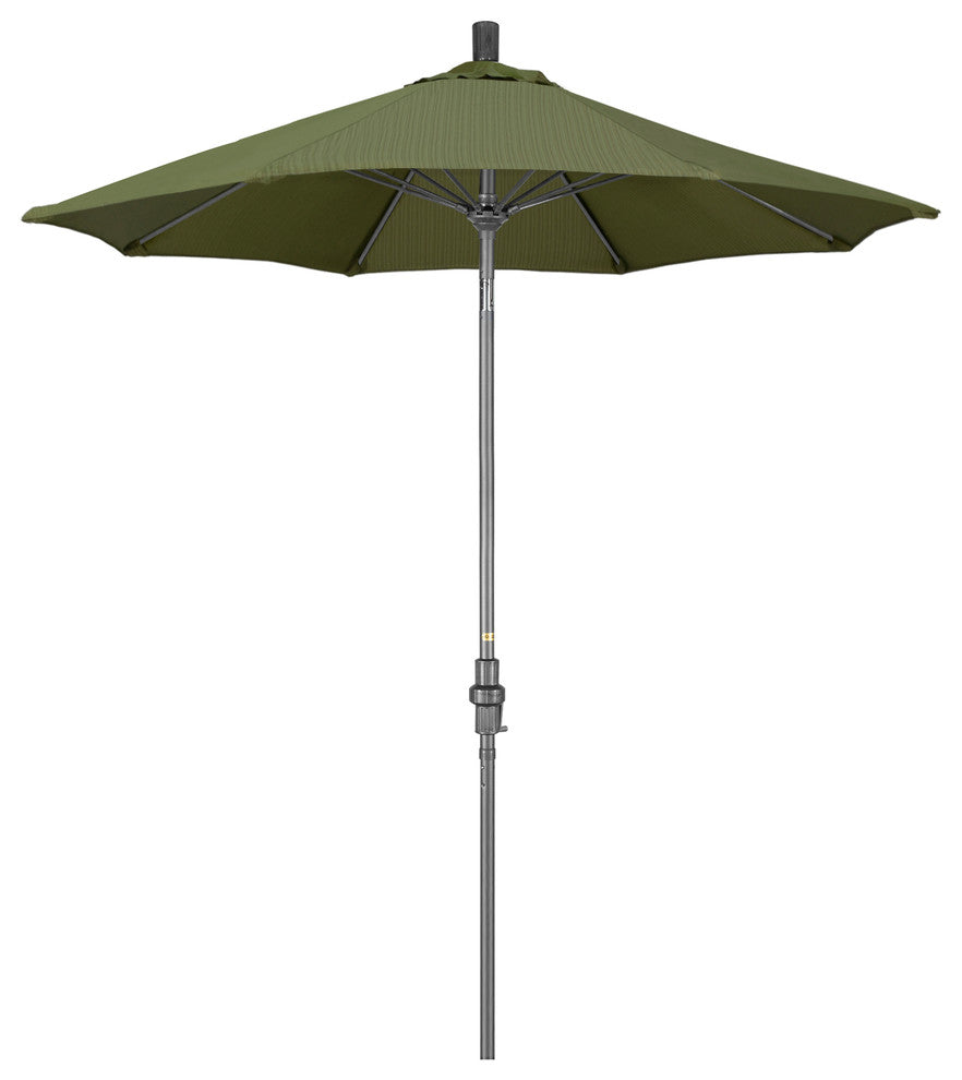 7.5' Grey Collar Tilt Lift Fiberglass Rib Aluminum Umbrella, Olefin, Terrace Fern