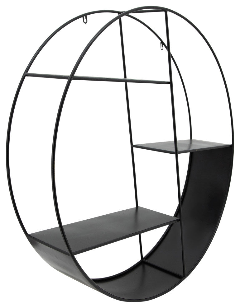 Metal, 32" 4-Layered Round Shelf, Black
