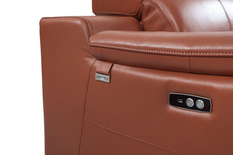 Veneto Italian Leather Power Reclining Sofa Camel