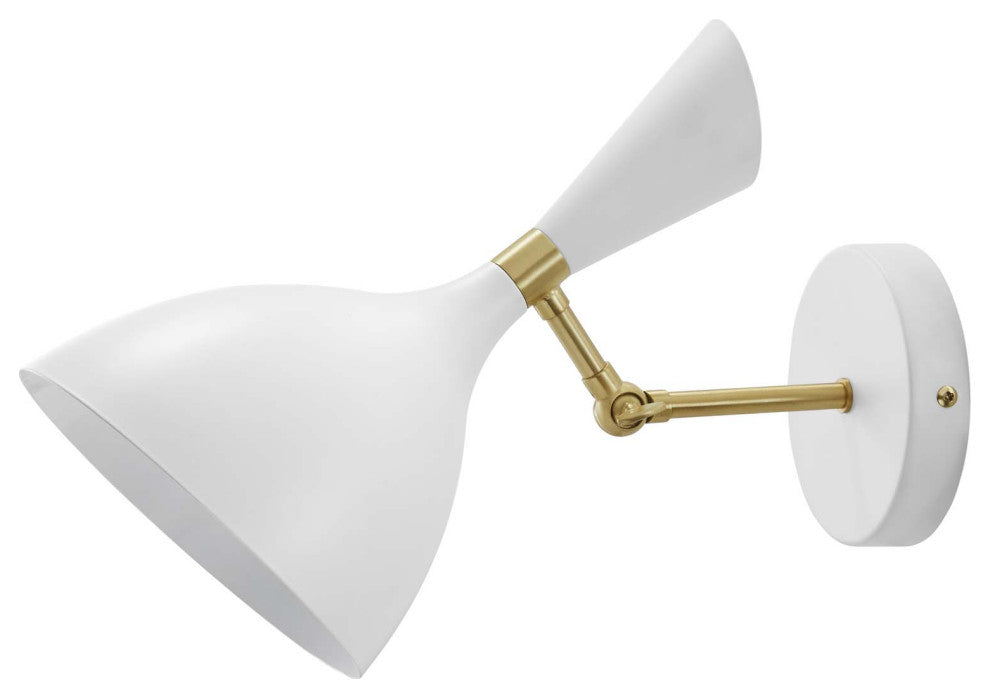 Sconce Wall Lamp Light Fixture, White, Metal, Modern Cafe Bistro Hospitality