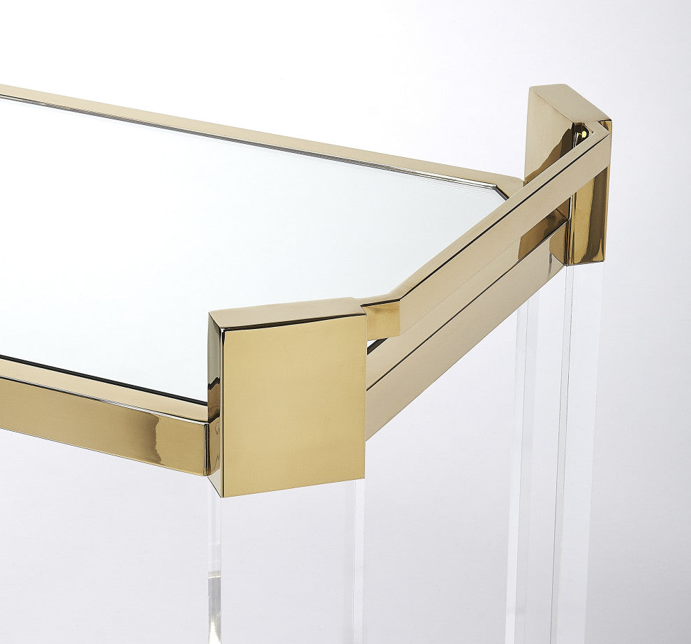 Butler Charlevoix Acrylic and Gold Serving Cart