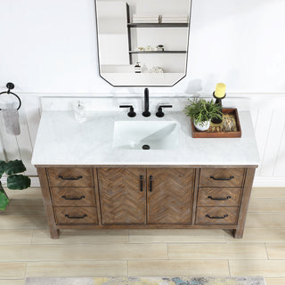 Javier Bath Vanity, Composite Stone Top, Antique Gray, 60", Single Vanity, No Mirror