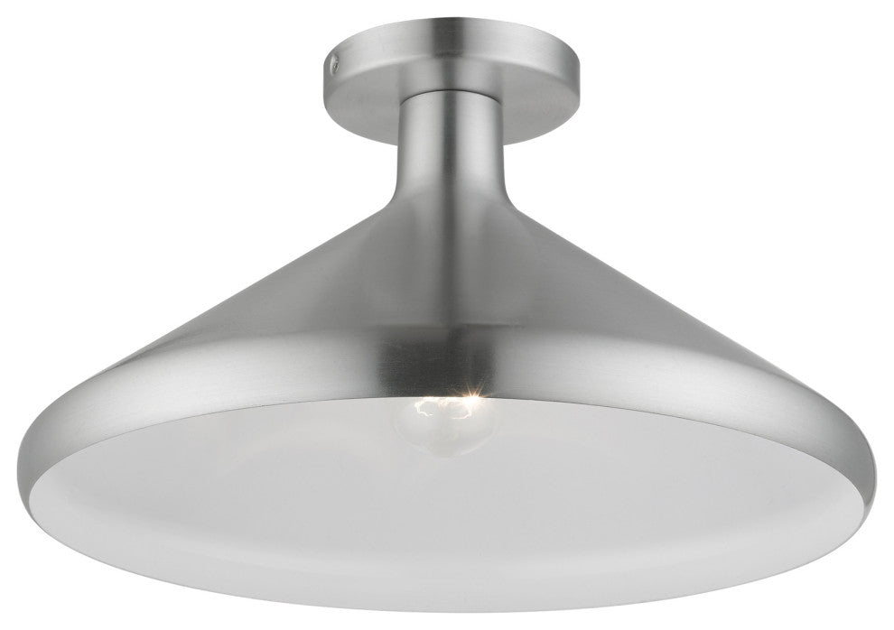 Livex Lighting 1 Light Brushed Aluminum Semi-Flush Mount