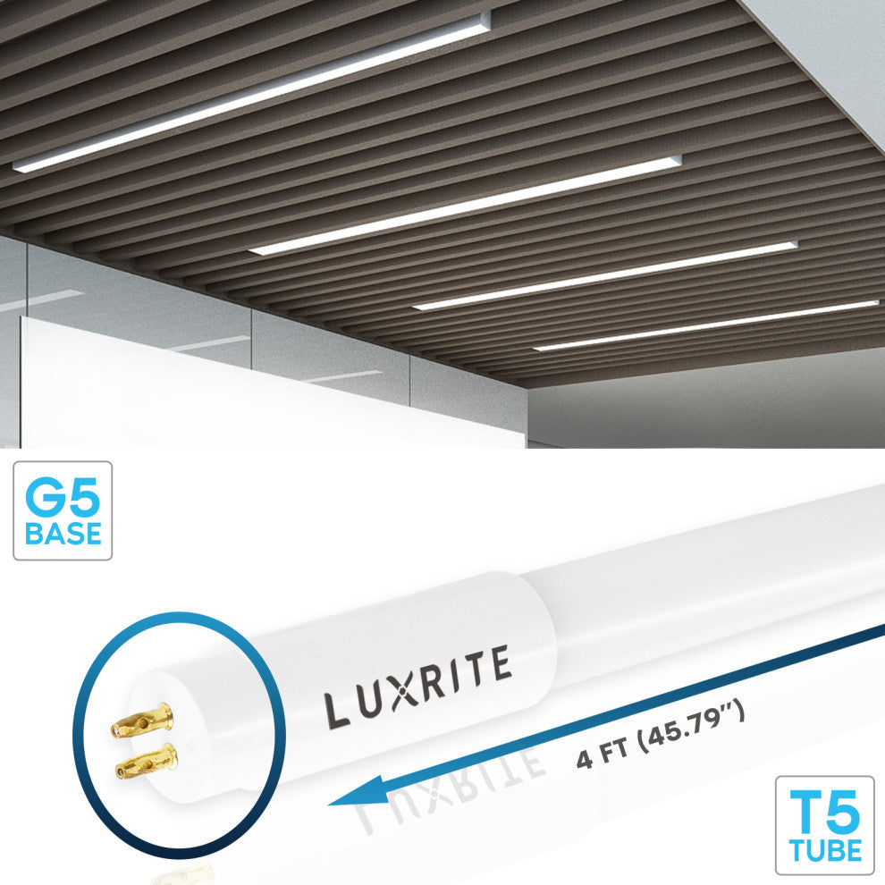 Luxrite 4FT T5 LED Tube Lights 24W 4CCT Ballast Bypass 3200LM 4-Pack