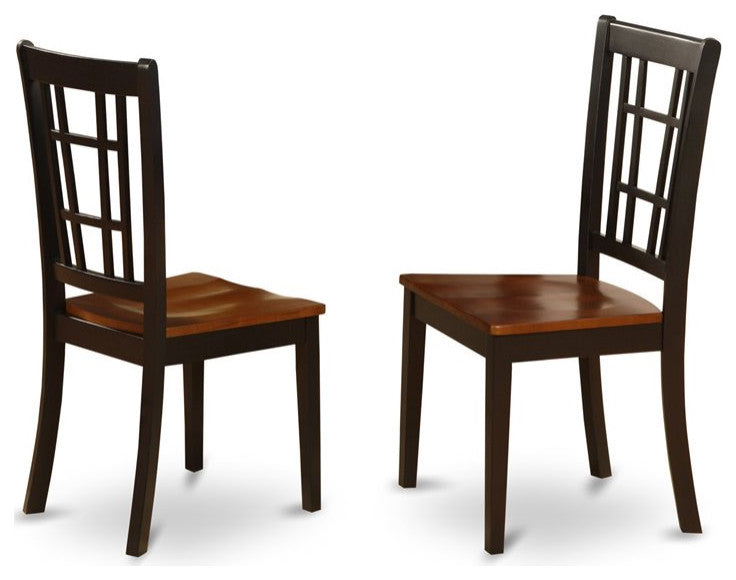 Dawson Dining Table Set With Bench, Black and Cherry, 6 Pieces