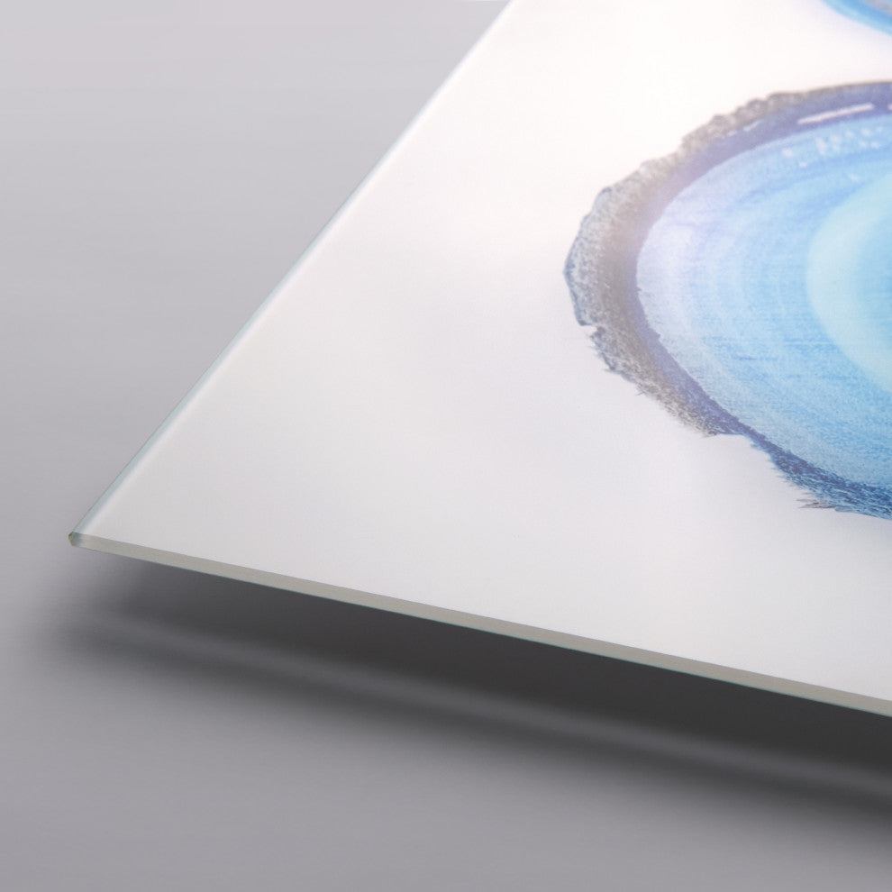"Mineral Rings I" Abstract Wall Art Frameless Free Floating Tempered Glass Panel