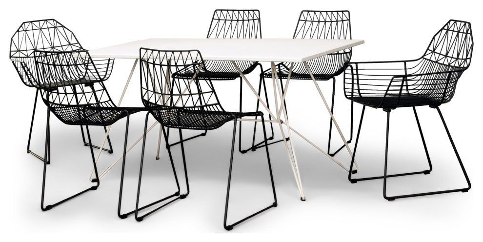 Ace 7 Piece Dining Set, Matte Black