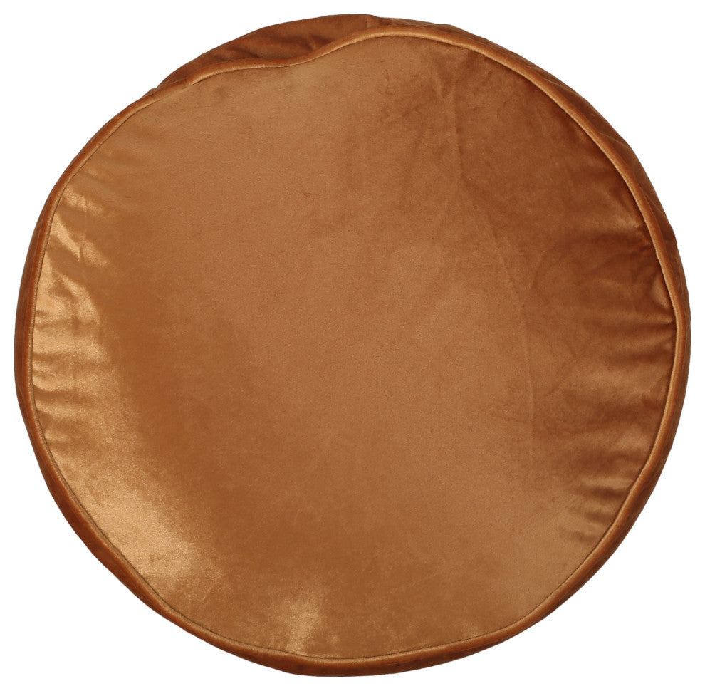 Bleckley Gwinnett Modern Velveteen Cylinder Pouf, Apricot