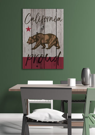 'California Proud Typography', Stretched Canvas, 24"x1.5"x30"
