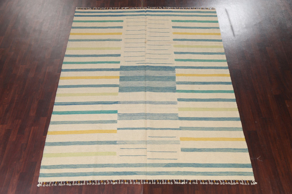 Kilim Oriental Wool Area Rug Flat-weave Contemporary Carpet 8x10