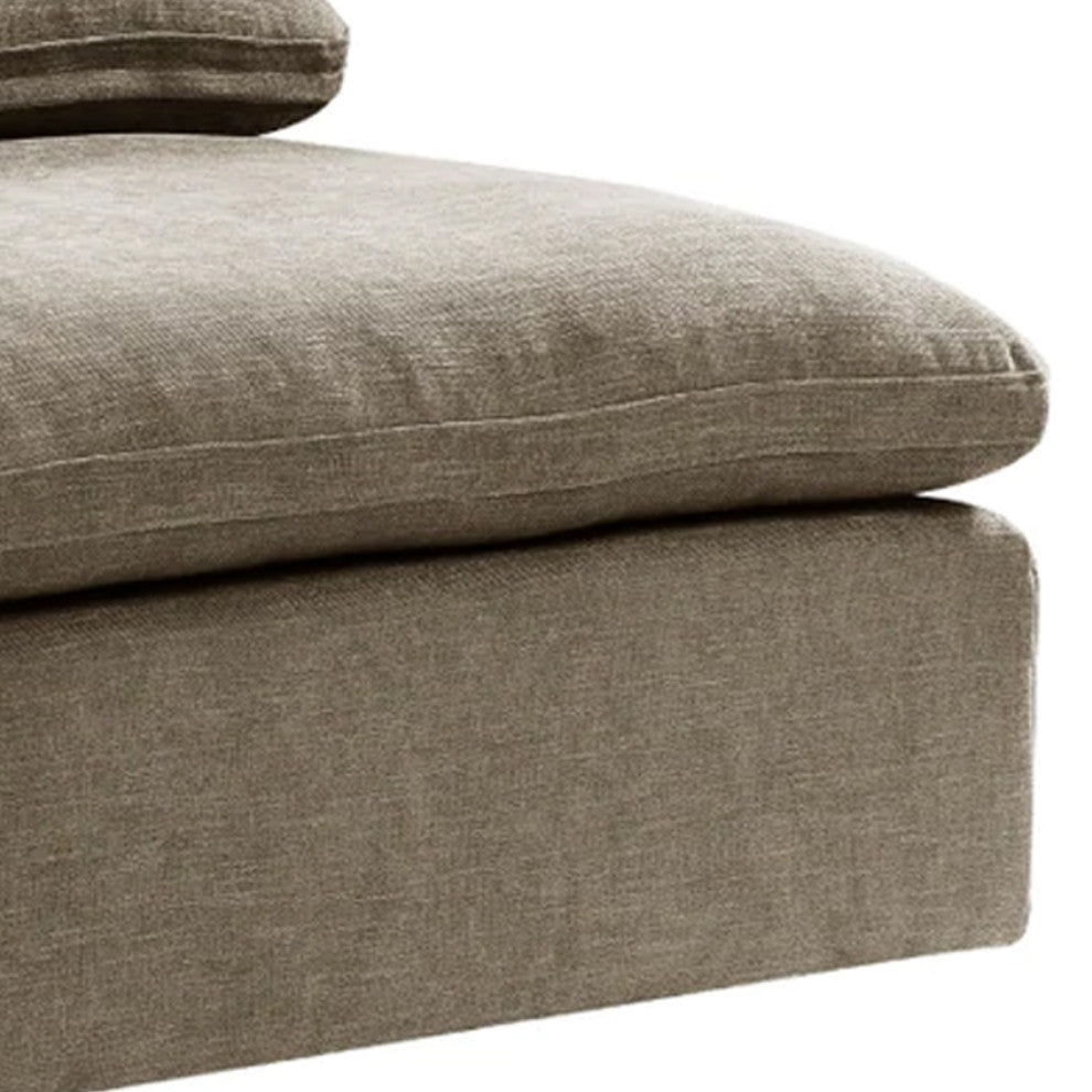 Benzara BM276221 Modular Armless Chair With Loose Pillow Back, Fabric, Beige
