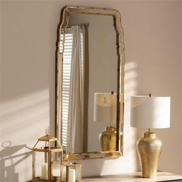 Baxton Studio Alice Queen Anne Style Decorative Wall Mirror in Gold
